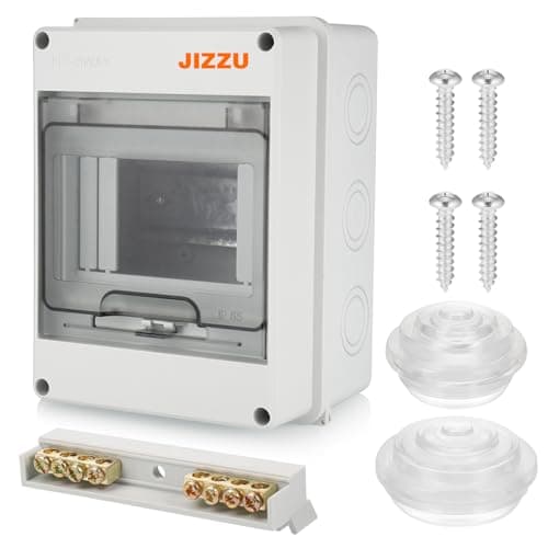 Image of JIZZU DIN Rail Enclosure Box 5 Module - Consumer Unit Box, Surface-mounted Circuit Breaker Distribution Boxes, Fuse Box Damp-proof with Assembly Tool, IP65 Waterproof, for Garden or Outdoor Areas
