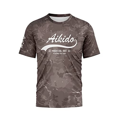 Image of TAO Aikido Tshirt Dry Fit T-Shirts for Men Martial Art Shirts Sublimation Short Sleeves Round Neck (Aikido Grey, Size XXL)