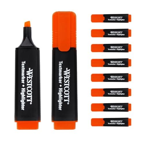 Image of Westcott highlighter markers 10 pieces orange | 10-pack highlighter markers in bright orange | 2-5 mm line width | premium ink from Germany | E-743600 00