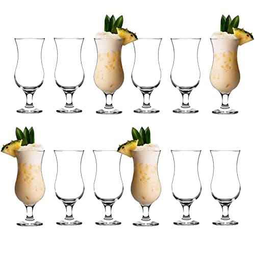 Image of LAV Fiesta Pina Colada Glasses - 390ml - Clear - Pack of 12 - Large Tall Hurricane Pineapple Martini Milkshake Party Drinking Glass Set