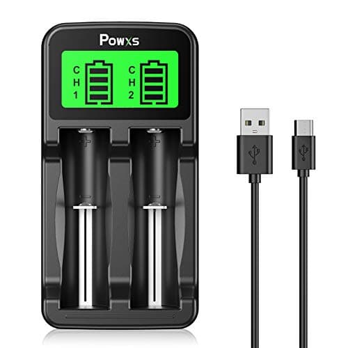 Image of POWXS 18650 battery charger LCD Universal Intelligent USB Lithium Battery Charger AA AAA, Charger for Li-ion/Ni-MH/Ni-CD 18650 18350 17500 18490 17670 16340(RCR123) Rechargeable Batteries