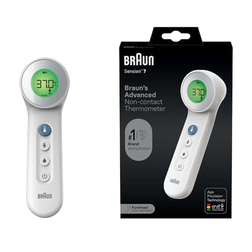 Image of Braun Sensian 7 Forehead non-contact thermometer - Age Precision Technology - 3-in-1 Colour-Coded Digital Display - Baby and Child Friendly - BNT400B