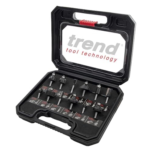 Image of Trend 12 Piece Router Cutter Starter Set, 1/4 Inch Shank, Tungsten Carbide Tipped, Storage Case Included, SET/SS8X1/4TC, packaging may vary