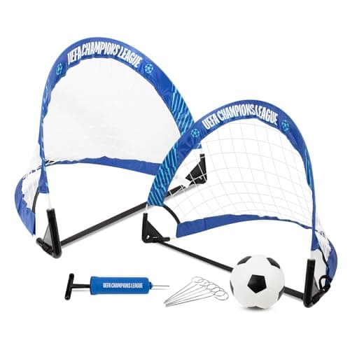 Image of Hy-Pro Officially Licensed UEFA Champions League Skills Goal Set - UCL, 2x Skill Goal, 4 Inch Rubber, Pump, Carry Bag, Ground Pegs, Enhance Skills,Training Equipment