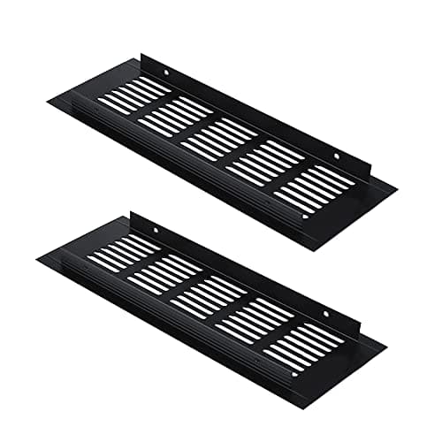 Image of 2 Pcs Air Vent Grille Cover 80MM Ventilation Grilles Cover Aluminum Alloy Black Air Vents Louvred Wall Vent Grille for Kitchen Plinth Cupboard Wardrobe [80MM*225MM]