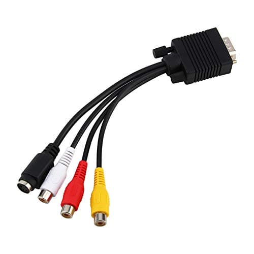 Image of PUSOKEI VGA SVGA to S-VIDEO 3 TV AV Converter Cable Adapter, Standard Sub-D VGA Input, D-Sub High Density 15 Pin Male to S-Video Mini Din 4 pin Female and Jack, for PC Laptop