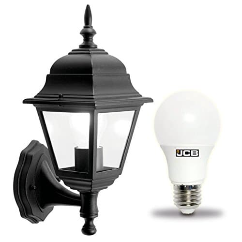 Image of Dependable Trading LTD Traditional 4 Sided Garden/Porch Outdoor Coach Wall Lantern IP44 (Black 4 Sided + LED Bulb)