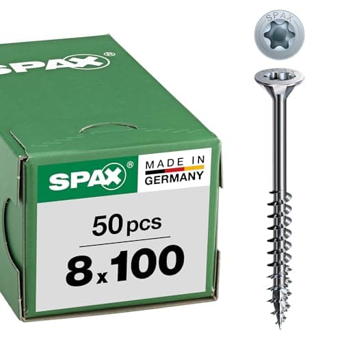 Image of SPAX Wood Screw 8.0 x 100 mm, Pack of 50, T-Star plus, countersunk head, partial thread, 4Cut, Wirox A3J, 191010801005