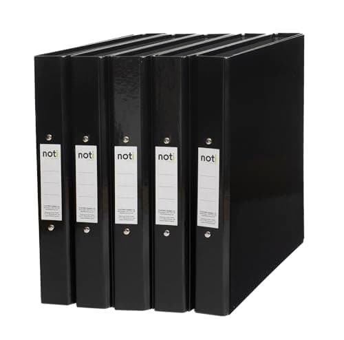 Image of Noti A4 Glossy Laminated 2-Ring Binder Binder, 40mm Spine, 25mm O-Ring Mechanism, Pack of 10, Black