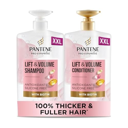 Image of Pantene Shampoo And Conditioner Set, Hair Thickening Products For Women - Volume Shampoo And Hair Conditioner VALUE PACK 2 x 1000ml Pump Bottles