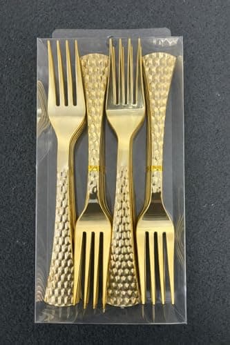 Image of Gold Coated Plastic Dinner Forks 20 Piece – Reusable and Disposable Table Cutlery Set – Mirror Polished, & Dishwasher Safe | BPA-Free Food-Grade Forks for Parties, Catering & Everyday Use