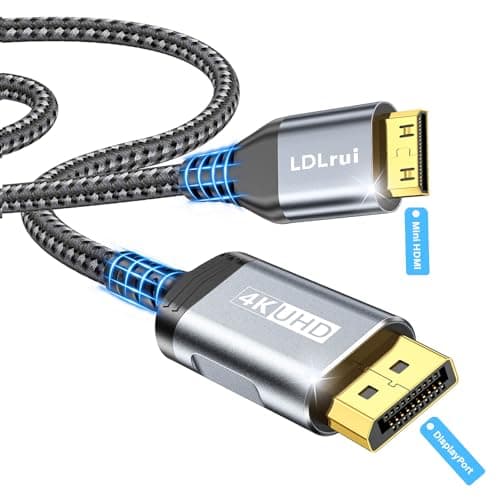 Image of LDLrui DisplayPort to Mini HDMI Cable 2m [Bend Resistant, High-Speed] Supports 3840x2160/4K@60Hz, 2K@120Hz Video UHD for Desktop, Laptop, Portable Monitor,AMD, NVIDIA, ARZOPA, Projector,Mini PC