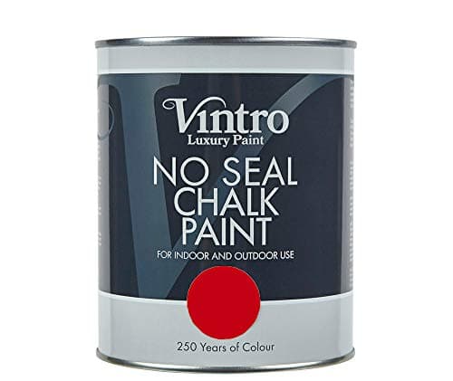 Image of Vintro | No Seal Chalk Paint | Crimson Red | Interior & Exterior Use | Furniture | Walls | Wood | Metal | 1 Litre (Dante's Dream)