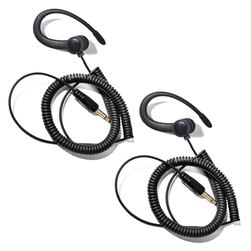 Image of HYSHIKRA 1 Pin 3.5mm Jack Headset 180° joint Reception Only Walkie Talkie Earpiece Compatible with Motorola Sepura Rexon Wouxun Kenwood Baofeng Quansheng handheld radios (Black, 2)