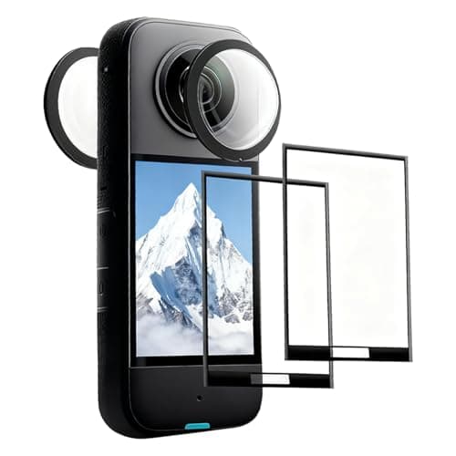 Image of Camera Protective Film 2 Set for Insta 360 X3 360 Action Camera, with Adhesive Sticky Lens Screen Cap Protector Ensures TWaterproof Anti-Scratch Removable 9H Hardness High Transparency and Durability
