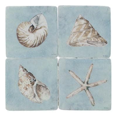 Image of Gisela Graham Coastal Shell Design Resin Coasters, Set of 4, Nautical Theme