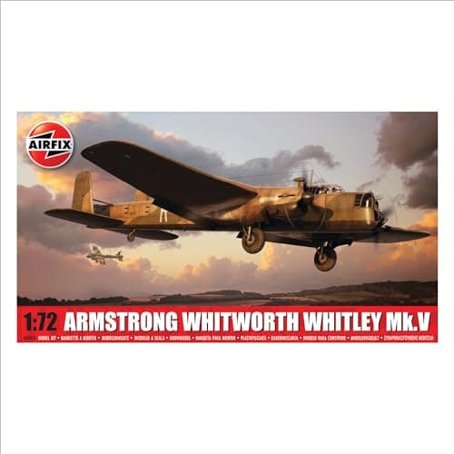 Image of Airfix Model Set - A08016 Armstrong Whitworth Whitley Mk.V Model Building Kit - Plastic Model Plane Kits for Adults & Children 8+, Set Includes Sprues & Decals - 1:72 Scale Model