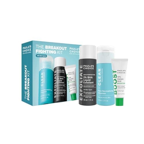 Image of Paula's Choice Breakout Fighting Bestsellers - Facial Cleansing, Exfoliating & Treatment - Reduce Blemishes, Enlarged Pores & Blackheads - with Salicylic & Azelaic Acid - All Skin Types - Travel Size
