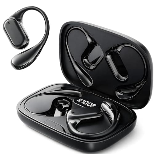 Image of Open-ear headphones Bluetooth 5.4, adjustable ear hooks, Ultra-Comfort, excellent sound quality, 40H Playtime, LED digital display, IPX7 Waterproof Sports Earphones for running, fitness and Workout