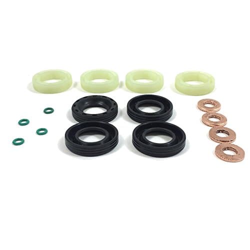 Image of Fuel Injector Nozzle Seal Kit Replacement + Washer + O-ring + Gasket Set (Set of 16 pcs), Injector Holder Repair Kit Fits 1.6 TDCi/HDi