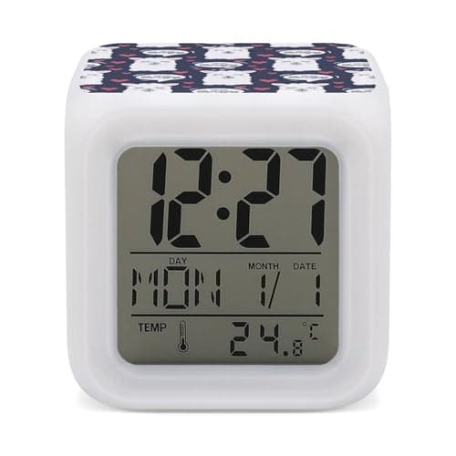 Image of Kids Alarm Clock,Llama with Hearts7 Color Night Light Digital Alarm Clock Wake Up Clock for Bedroom,Office and Home Decor