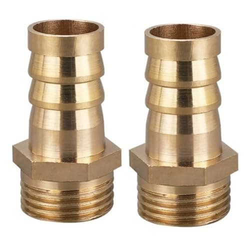 Image of MiJunHD 2PCS Brass Reducer Connector | 16mm Hose Barb Tail to G1/2≈20mm BSP Thread | Pipe Thread Reducing Joint Tubing Plumbing Adapter for Connection & Converting Pipe