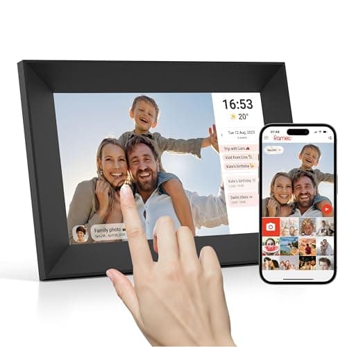 Image of Tibuta 8 Inch WiFi Digital Photo Frame, 16G Walnut brown, 1024 x 600IPS Touchscreen Wifi Digital Picture Frame, Share Photos or Videos via the Frameo App