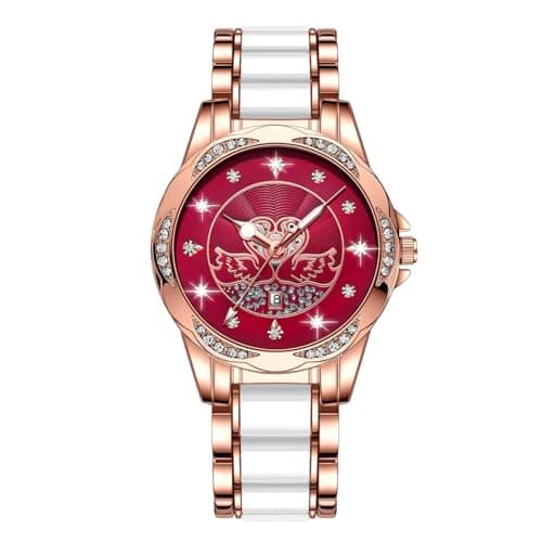 Image of RORIOS Womens Watch Luminous Diamond Watches Ladies Quartz Watch with Stainless Steel Strap Fashion Waterproof Wrist Watch for Women