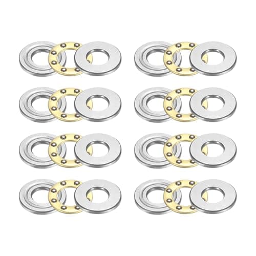 Image of sourcing map 8pcs F5-12M Thrust Ball Bearings, 5mm x 12mm x 4mm Miniature Thrust Bearing with Washers Chrome Steel Single Direction for Conveyor Systems Machine Tools