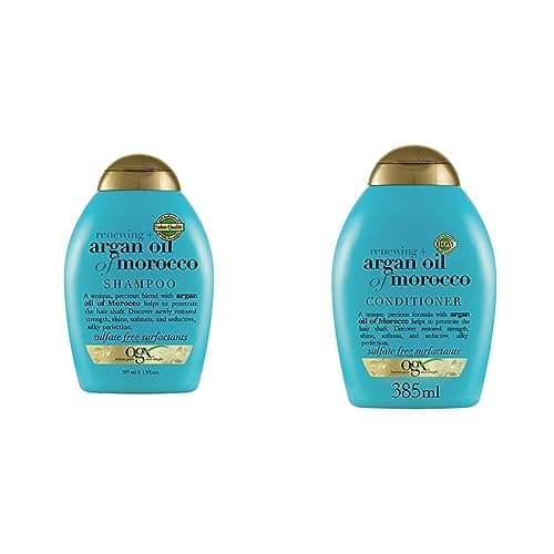 Image of OGX Argan Oil of Morocco Sulfate Free Shampoo for Dry Hair, 385 ml & Hair Conditioner for Dry Damaged Hair, 385ml