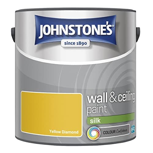 Image of Johnstone's - Wall & Ceiling Paint - Yellow Diamond - Silk Finish - Emulsion Paint - Fantastic Coverage - Easy to Apply - Dry in 1-2 Hours - 12m2 Coverage per Litre - 2.5L