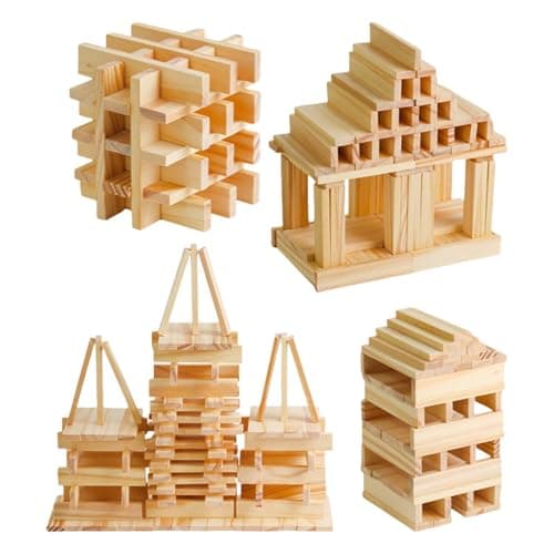 Image of Wooden Board Building Blocks | Stacking Toy 100 Piece | Toddlers Fine Motor Skills Development for Preschool Boys Girls Construct Set