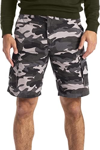 Image of westAce Mens Army Cargo Shorts Military Camo Relaxed Casual 100% Cotton Classic Utility 6 Pockets Summer Beach Golf Flex Cargo Work Combat Work Chino Half Pants All Waist Size 32W-44W (Grey Camo, 34)