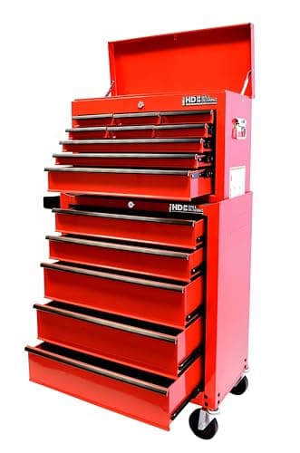 Image of Hilka C314BBS Heavy Duty 14 Drawer Combination Unit with Ball Bearing Slides,Medium, Red
