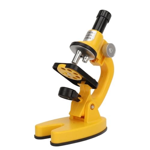 Image of Gedourain Kids Beginner Portable Microscope Kit 1200X for Students Home School Laboratory, with Smartphone Holder for 8-12 Years Old Children, Plastic Shell Base, Power Supply: 2 X AA Batteries