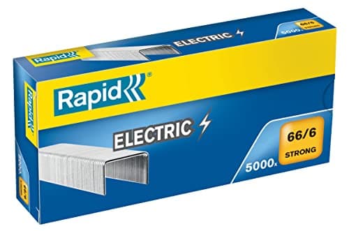 Image of Rapid 66/6mm Strong Staples, For Stapling up to 20 Sheets, Use with Electric Staplers, Galvanised Wire, Box of 5000, 24867800