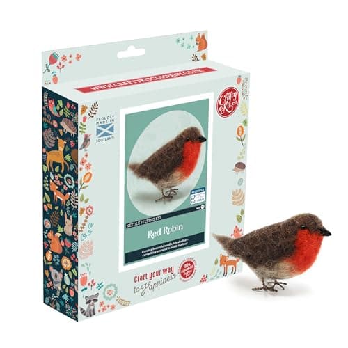 Image of The Crafty Kit Company Needle Felting Craft Kit - British Birds Robin | 100% Corriedale Wool DIY Felt Craft Kit – Handmade Gift for Adults, Teens & Beginners | Age 10+