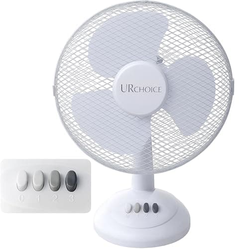 Image of 12 Inch Portable Desk Fan, Oscillating White Table Fan with 3 Speed Settings, Adjustable Tilt, Powerful Cooling Airflow & Quiet Operation, Lightweight Premium Fan for Bedroom or Office Use