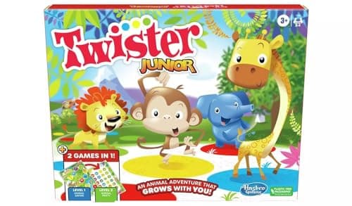 Image of Hasbro Gaming Twister Junior, Classic Party Game Reimagined, for 3+ Year Old Girls and Boys, 2-4 Players, 2 in 1, 2-sided Mat