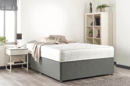 Image of Bed Centre Silver Linen Memory Foam Divan Bed With Mattress, No Headboard, No Drawers (Single (90cm X 190cm))