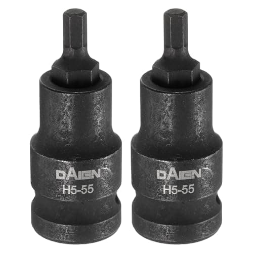 Image of sourcing map 2pcs H5 Hex Bit Socket 55mm/2.17" Length 1/2" Square Drive Metric Extension Impact Bit Power Nut Driver Set S2 Steel Socket Ratchet Wrench Bits, Black