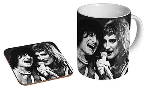 Image of The Faces Rod Stewart BW Ceramic Coffee Mug + Coaster Gift Set …