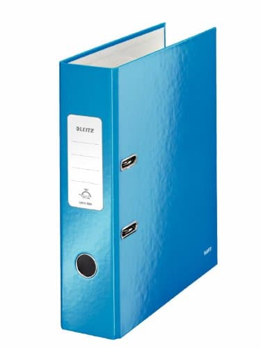 Image of Leitz "WOW" A4 8 cm Spine Lever Arch File - Metallic Blue