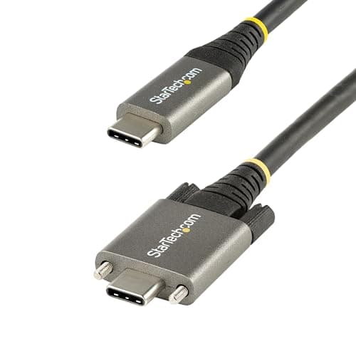 Image of StarTech.com 3ft (1m) Side Screw Locking USB C Cable 10Gbps - USB 3.2 Gen 2 Type-C Cable - 100W (5A) Power Delivery Charging, DP Alt Mode - Dual Screw Lock - USB-C Cord Charge/Sync (USB31CCSLKV1M)