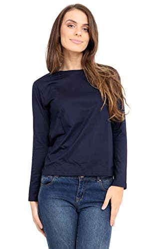 Image of GW CLASSY OUTFIT Kids Plain Long Sleeve Crew Neck T-Shirt Boys Girls Basic Casual Top School Uniform Shirt (7-8 Years, Navy Blue Crew)