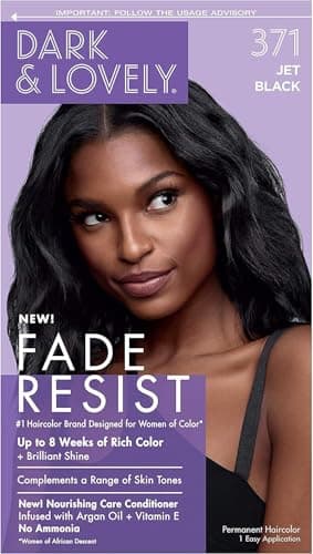 Image of Dark and Lovely Fade Resist Permanent Hair Colour Hair Dye Up To 100 Percent Gray Coverage Brilliant Shine (Natural Black 372)