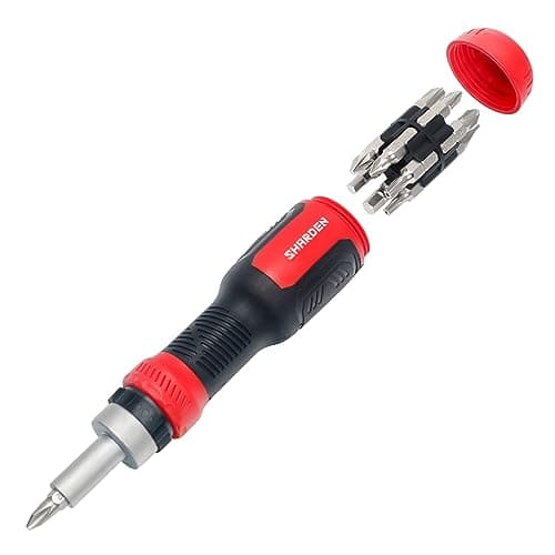 Image of SHARDEN Ratchet Screwdriver 13-in-1 Ratcheting Screwdriver Set Multi Screwdrivers Tool All in One with Torx Security, Flat Head, Phillips, Hex, Pozidriv and 1/4 Nut Driver