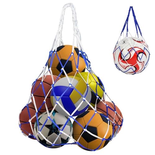 Image of AMFUN Basketball Net Bag - Large & Small, Sturdy Mesh, Portable Sports Ball Net for Volleyball, Basketball, Soccer