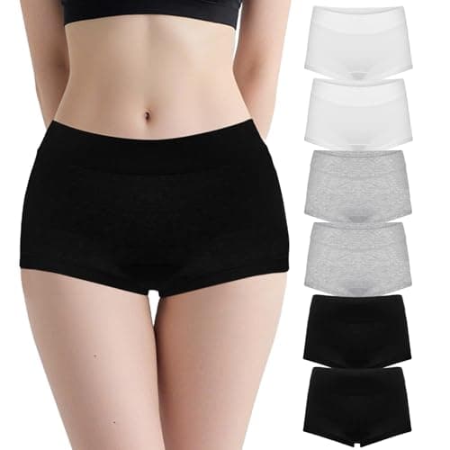 Image of Soleurfe Girls Boxers Underwear Cotton Black Grey White Pants breathable Comfort Knickers for Teens 8-10 Years for school sports days Pack of 6
