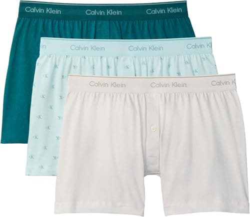 Image of Calvin Klein Men Boxer Trad 3PK BLUE (White Sand/Diamond Logo Niagra Mist) M